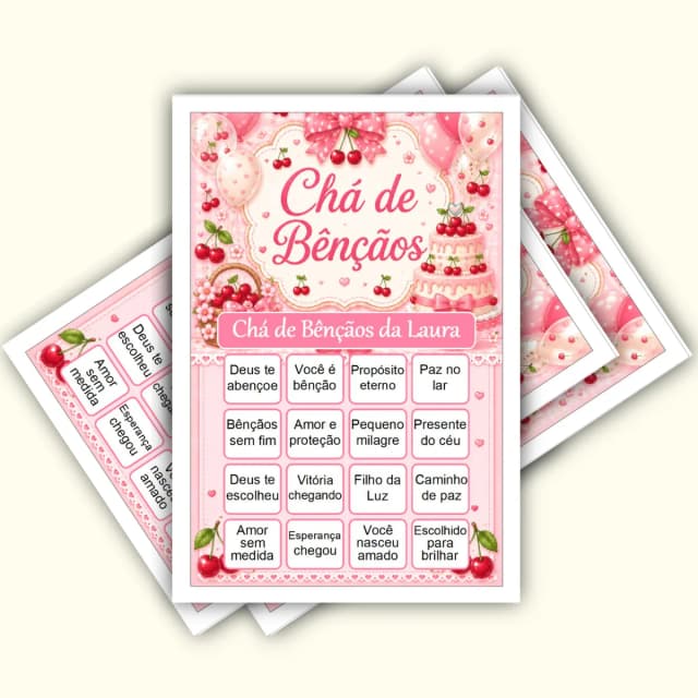 Bingo Chá de Bênçãos Menina PDF Para Imprimir