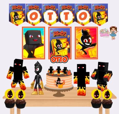 Kit Festa Só Um Bolinho ATHOS MINECRAFT - Decoração de Festa