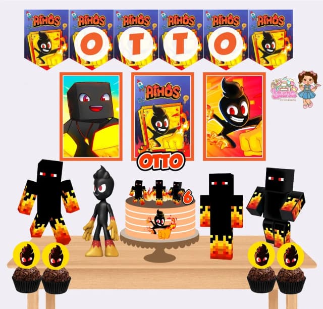Kit Festa Só Um Bolinho ATHOS MINECRAFT - Decoração de Festa