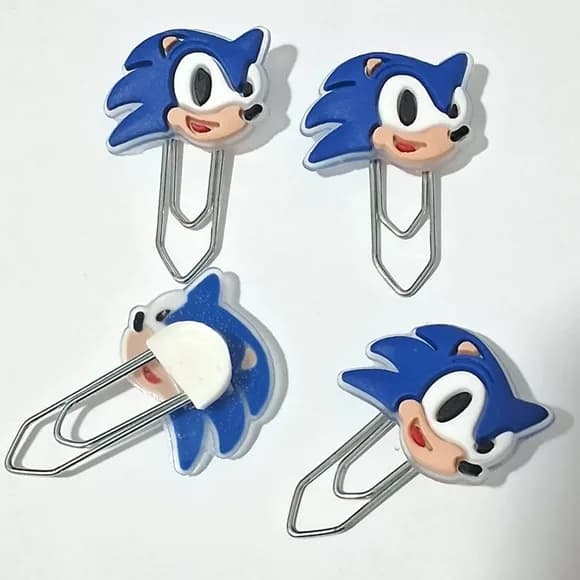 Clips Decorados Sonic 2cm Emborrachado 6 Unidades