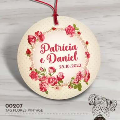 Tag Redonda Flores Vintage - 00207
