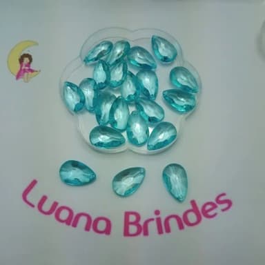 Pingente Gota Facetada Azul de Acrílico Pct 20 unidades