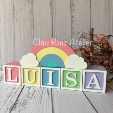 Decoração Bebê Candy Colors - Cubos 6x6cm Ts + Arco Íris.