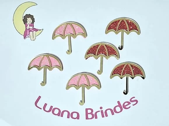Aplique Guarda Chuva Acrílico Espelhado 10 Unidades