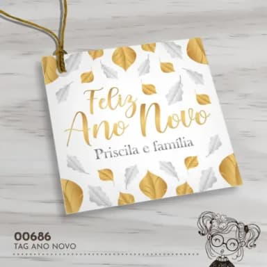 Tag Quadrada Feliz Ano Novo - 00686