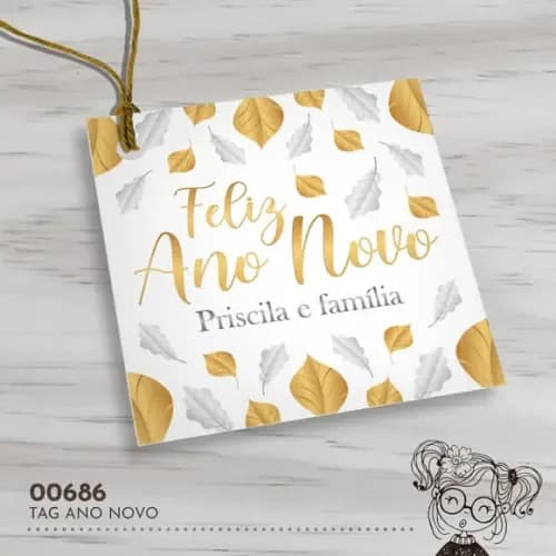 Tag Quadrada Feliz Ano Novo - 00686