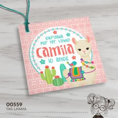 Tag Quadrada Lhama - 00559