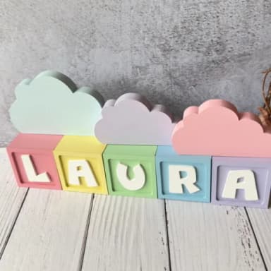 Nuvem Decoração Bebê + Cubos 6x6cm Candy Ts