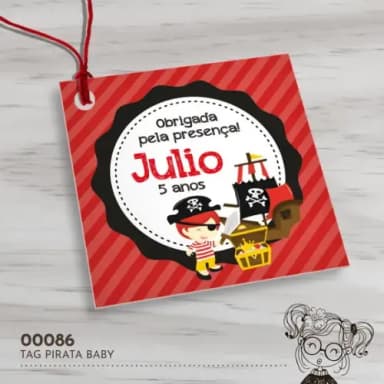 Tag Quadrada Pirata - 00086