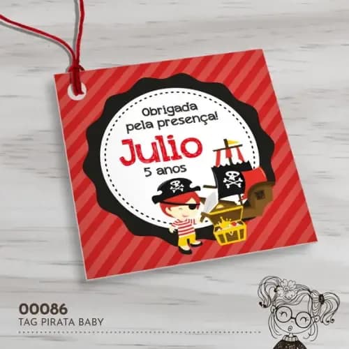 Tag Quadrada Pirata - 00086