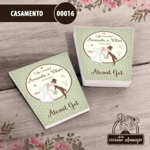 Adesivo Bisnaga Álcool Gel Casamento - 00016