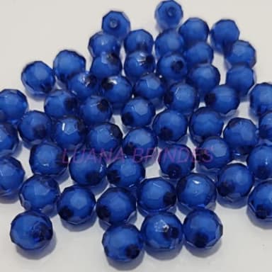 Bolinha Facetada com Miolo Azul Royal 10mm Pct 100 Unidades
