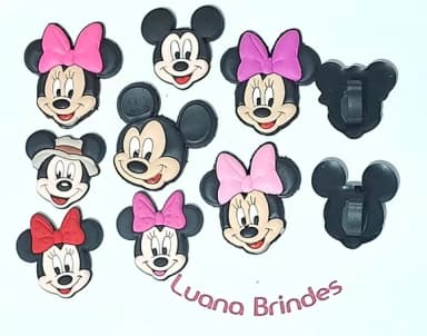 Aplique Mickey e Minnie C/adaptador para Tênis - 8 Unidades