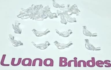 Aplique Pombinha Transparente 2cm Acrílico Pcts com 10 Peças