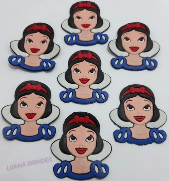 Aplique Branca de Neve de Borracha -pct C/6 Unid