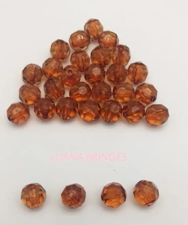 Bolinhas Acrílica Marrom Facetada 10mm - pct. c/100 unidades