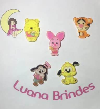 Aplique Personagens Disney de Acrílico Pct C/5 Unidades