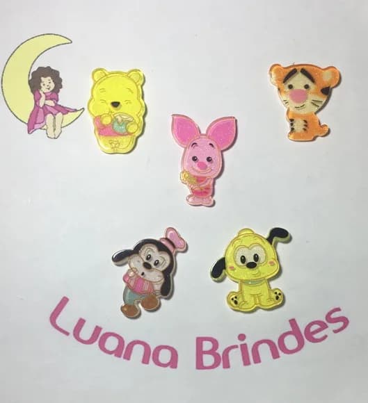 Aplique Personagens Disney de Acrílico Pct C/5 Unidades