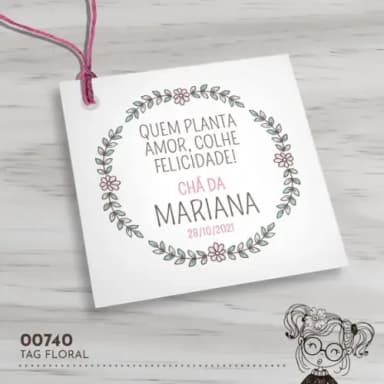 Tag Quadrada Floral - 00740