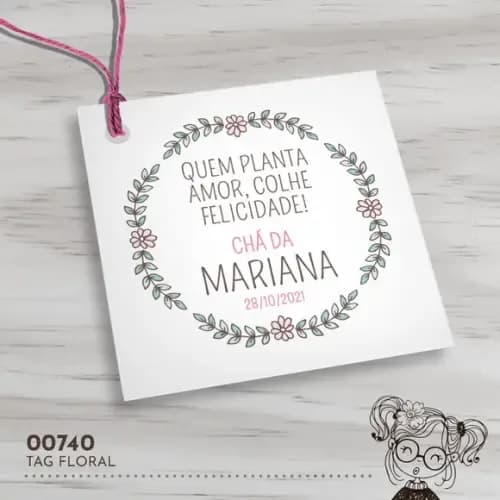 Tag Quadrada Floral - 00740