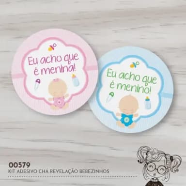 Kit Adesivos Redondos Chá Revelação - 00579