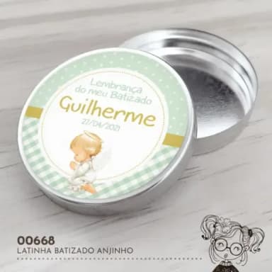 Latinha Adesivada Batizado Anjinho - 00668