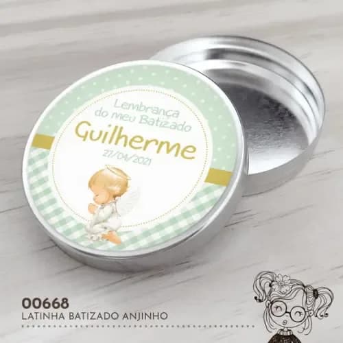 Latinha Adesivada Batizado Anjinho - 00668
