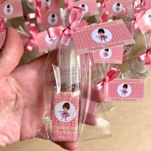 Álcool 70% Spray Lembrancinha aniversário bailarina