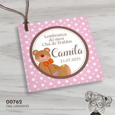 Tag Quadrada Ursinho - 00762