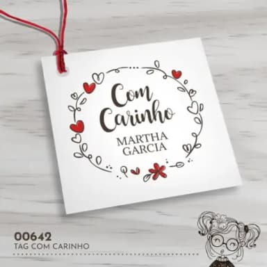 Tag Quadrada com Carinho - 00642