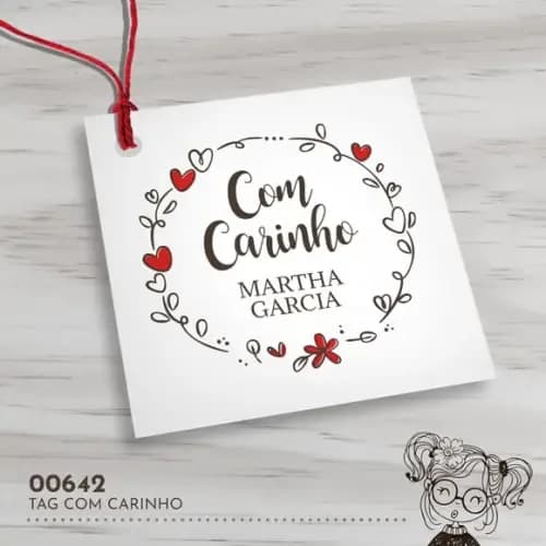 Tag Quadrada com Carinho - 00642