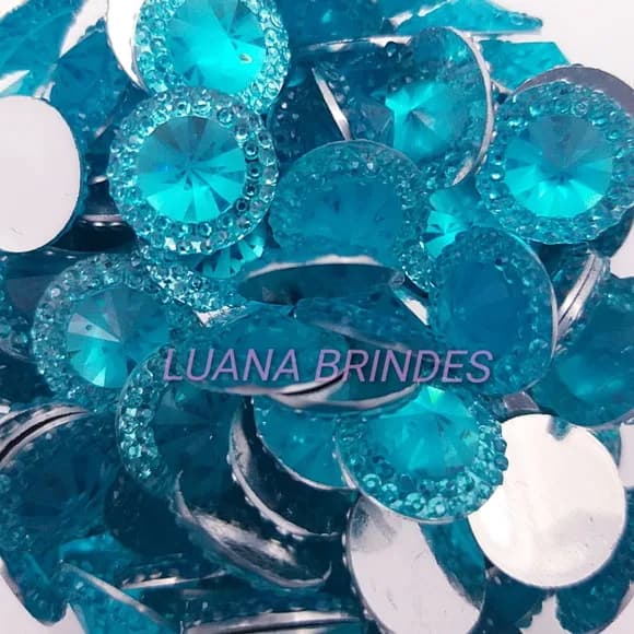 Chaton Azul Redondo - 14mm - pct c/50 unidades