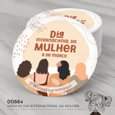 Adesivo Redondo Dia Internacional da Mulher - 00884