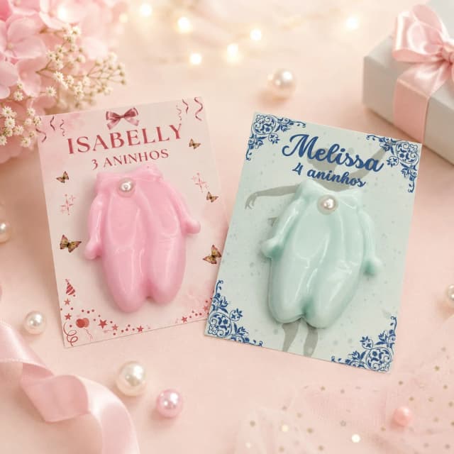 40 uni Lembrancinhas Mini Sabonete Bailarina Perfumado no Cartão Aniversário, Casamento, Chá de Bebê, Batizado e etc.