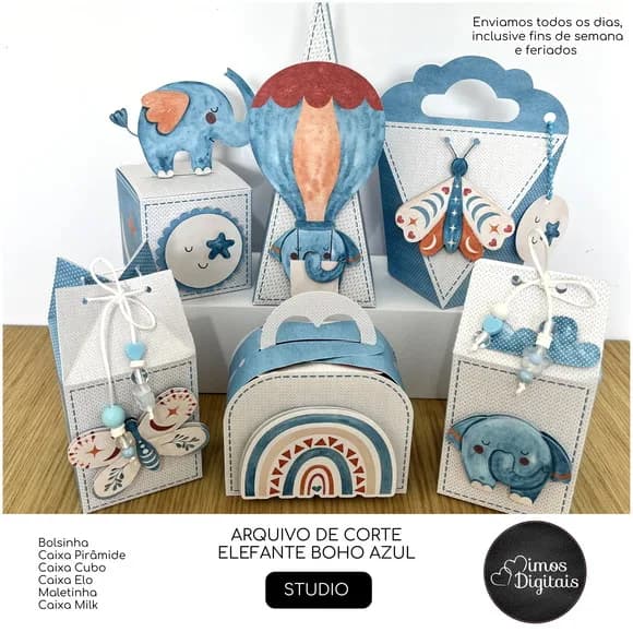 Kit 30 Lembrancinhas Elefante Boho
