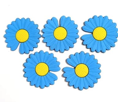 Aplique Flor Bem Me Quer Azul Emborrachado - 6 Peças