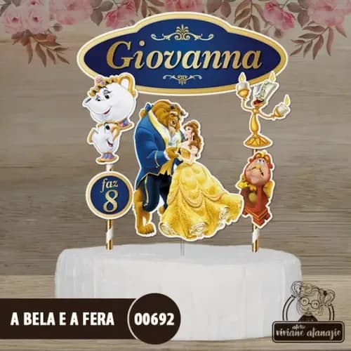 Topo de Bolo A Bela e a Fera - 00692