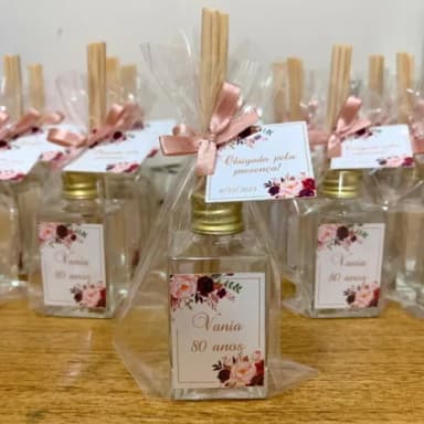 Lembrancinha Aromatizador Vidro 30ml Floral Rosê e Marsala