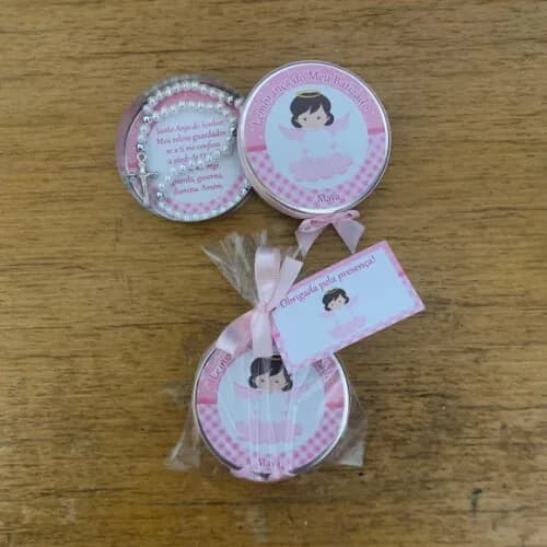 Lembrancinha Batizado Mini Terço e Oração do Anjo da Guarda