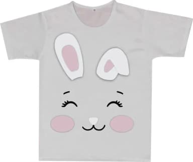 Camiseta Infantil Estampa de Coelho Fofo Carinha de Coelhinho