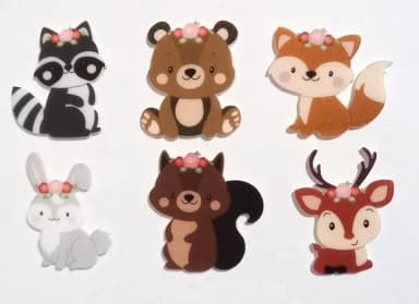 Apliques Animais Bosque Encantado Acrilico U.v- 6 Peças