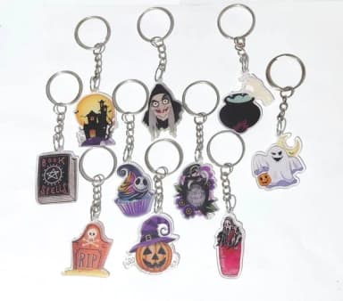 Chaveiro Halloween Acrilico 4cm Pacote com 10 Unidades