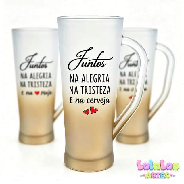 Caneca Chopp Slim Degradê Dourada Personalizada Casamento Noivinhos | Arte Cerimônia