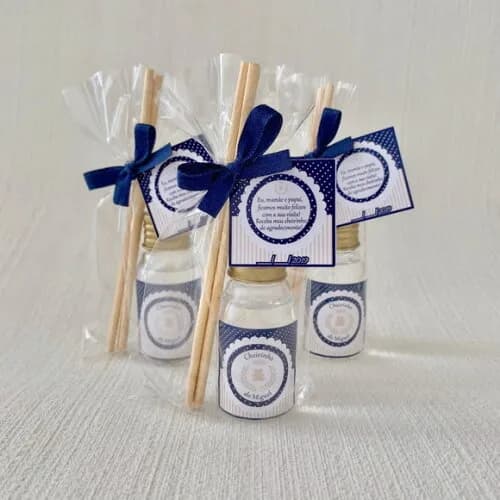 Lembrancinha Nascimento Aromatizador Ursinho Rei Bege e azul