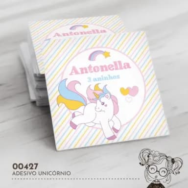 Adesivo Quadrado Unicórnio - 00427
