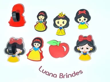 Aplique Branca de Neve C/adaptador para Tênis - 6 Unidades