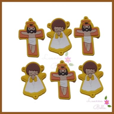 Pingentes de Jesus e Anjo emborrachados- pcts c/4 unds