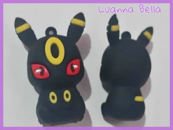 Pingente Pokémon Umbreon de Borracha 5cm - Pct C/2 Unid
