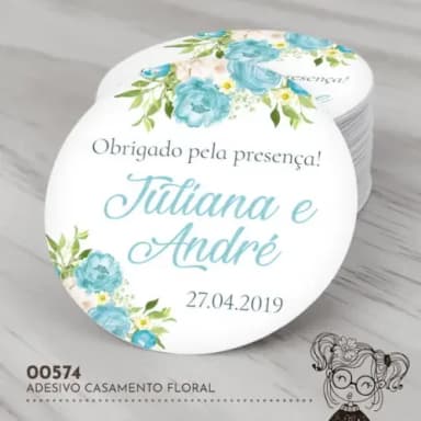 Adesivo Redondo Casamento - 00574