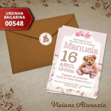 Convite Ursinha Bailarina - 00548